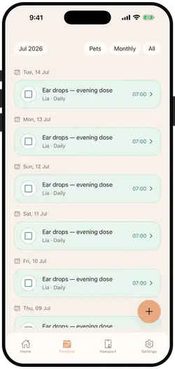 Daily timeline listing a day's notes and events in order
